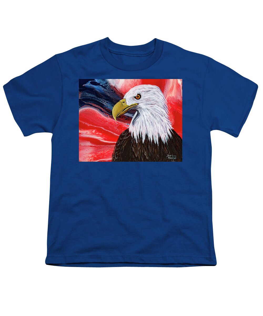 Eagle Youth T-Shirt featuring the painting American Pride by Darice Machel McGuire