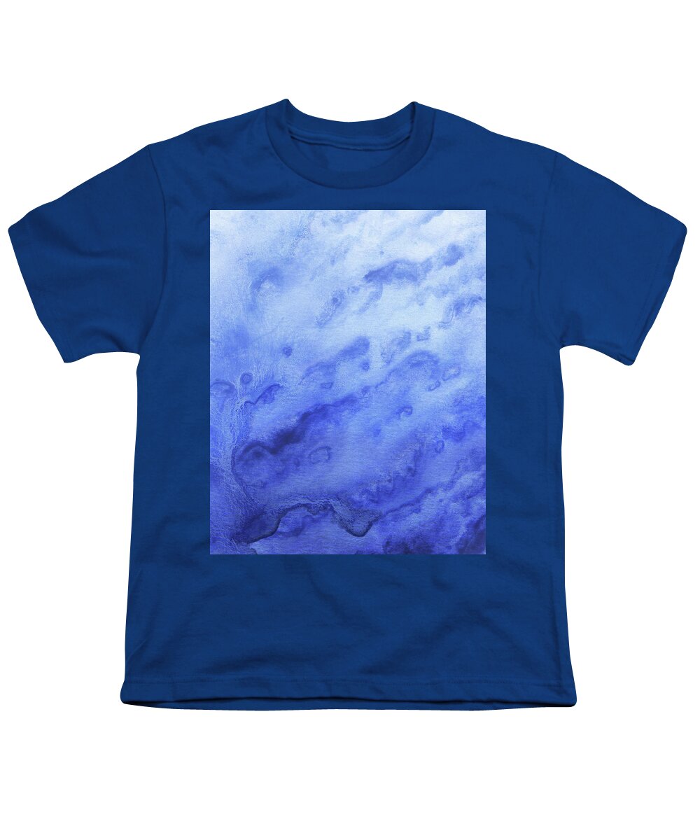 Royal Youth T-Shirt featuring the painting From Sky To Royal Blue Abstract Watercolor by Irina Sztukowski