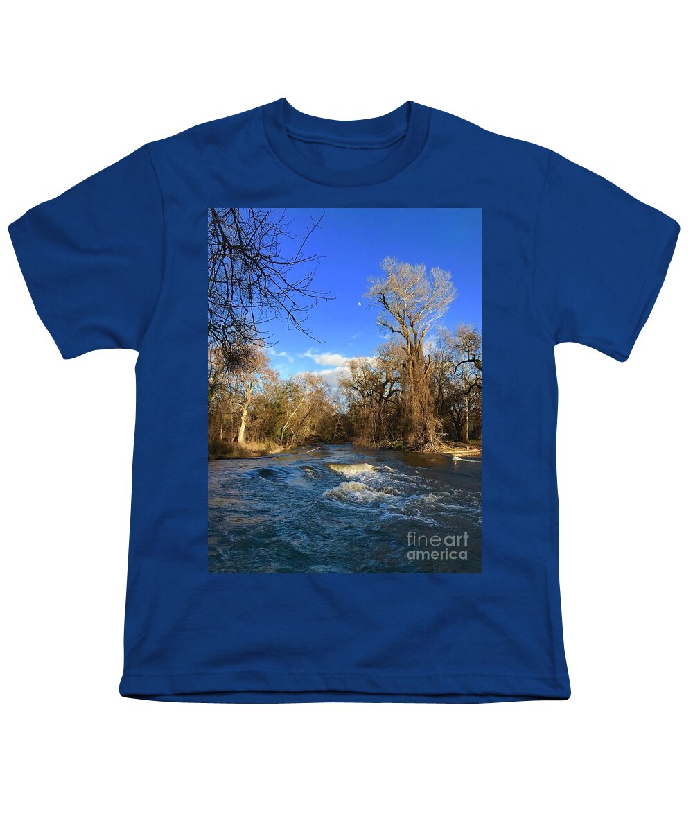Water Youth T-Shirt featuring the photograph Moon and Water by Suzanne Lorenz