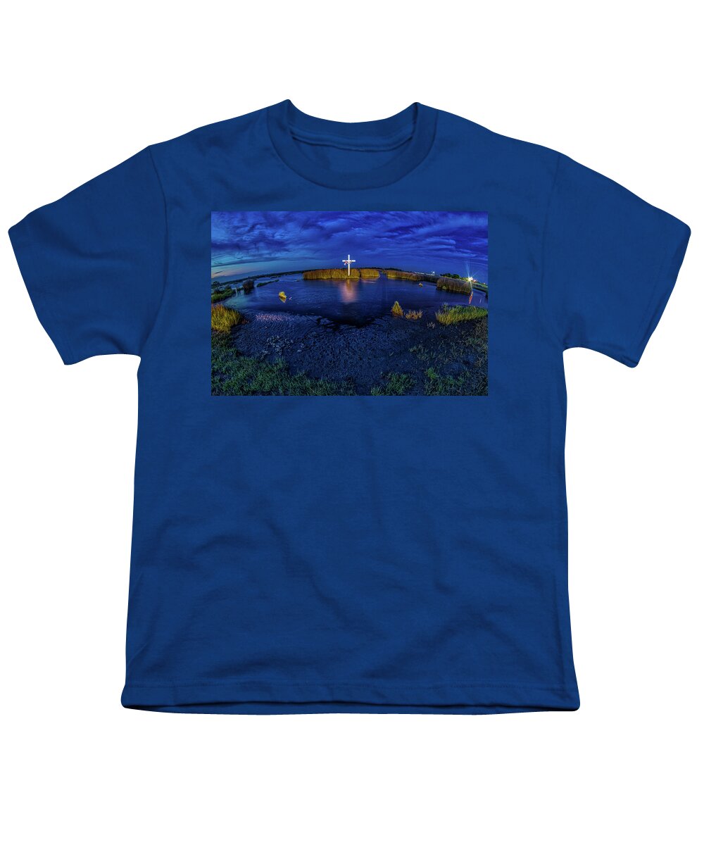 Cross Youth T-Shirt featuring the photograph Poquoson Marsh Cross #11 by Jerry Gammon