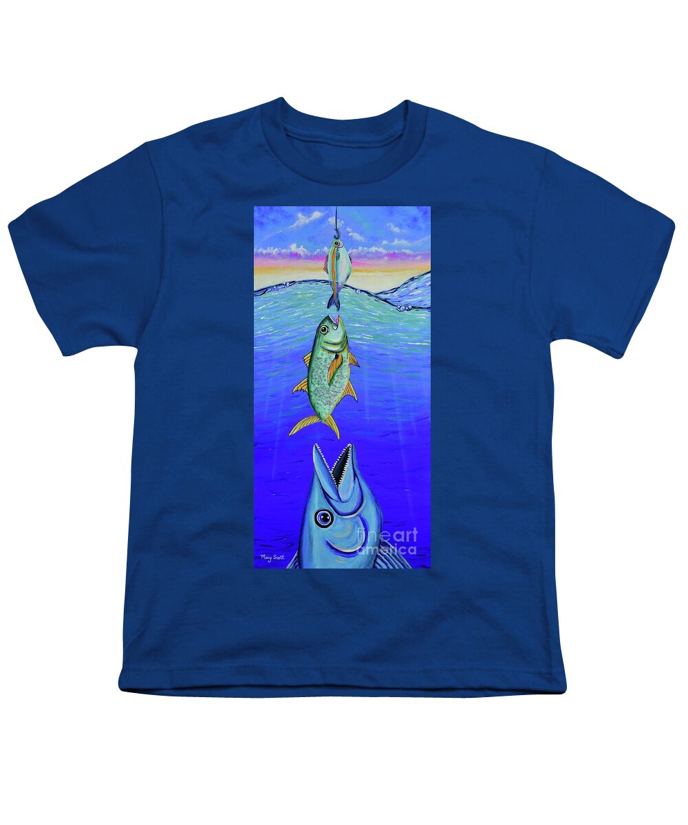Fish Youth T-Shirt featuring the painting Food Chain by Mary Scott