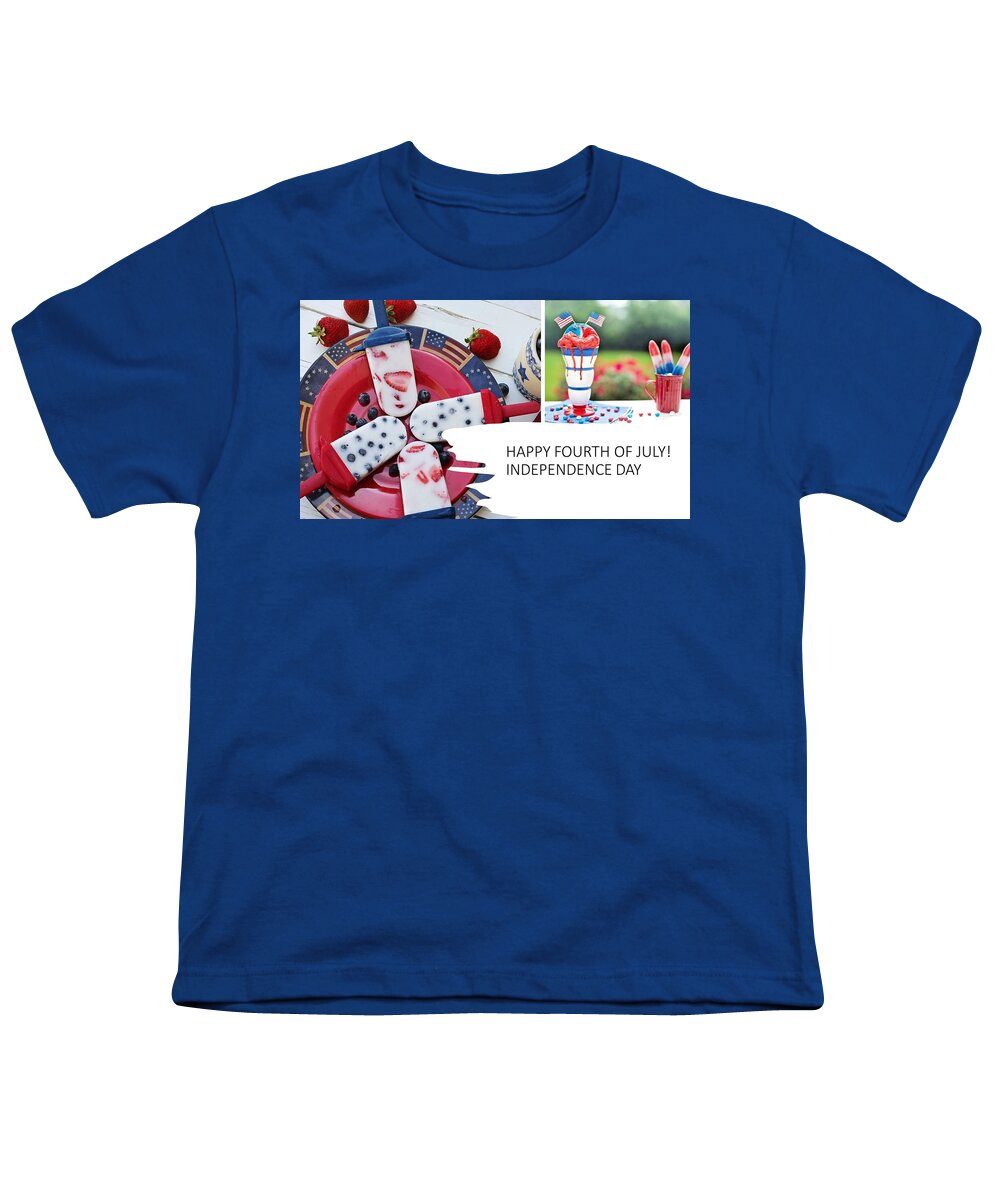 4th Of July Youth T-Shirt featuring the mixed media Fourth of July Picnic by Nancy Ayanna Wyatt