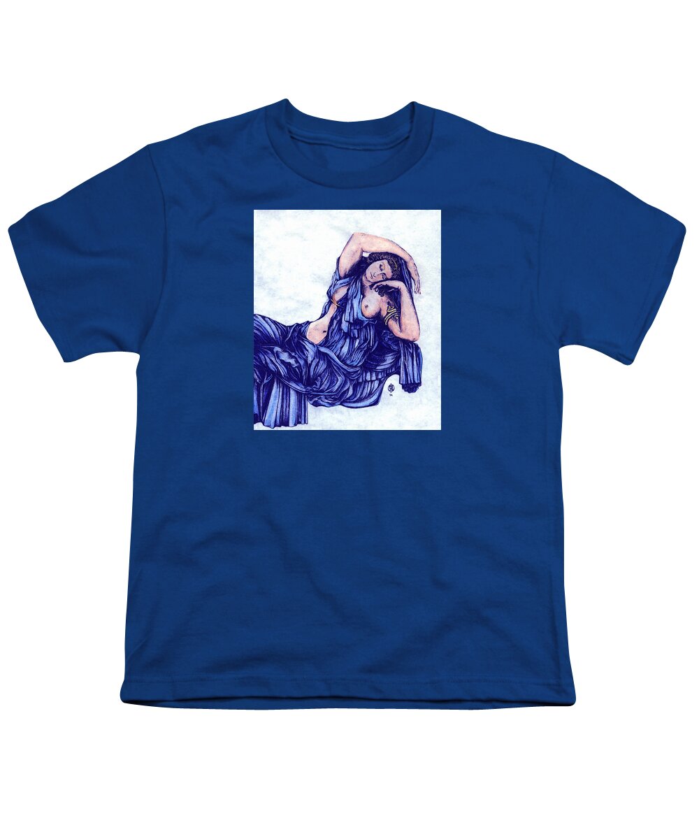 Greek Youth T-Shirt featuring the mixed media Greek Lady in Repose by Shirley Heyn