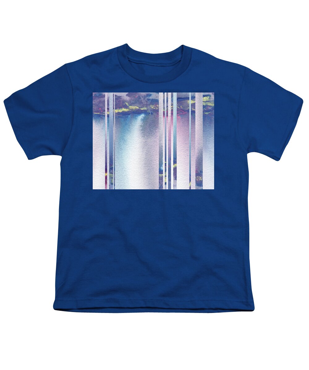 Mist Youth T-Shirt featuring the painting Mystic Rain Abstract Modern Decor Watercolor V by Irina Sztukowski