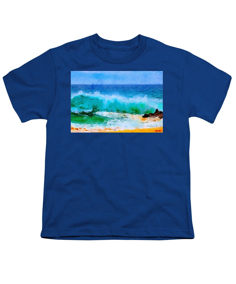 Ocean Youth T-Shirt featuring the photograph Ocean wave watercolor by Theresa D Williams