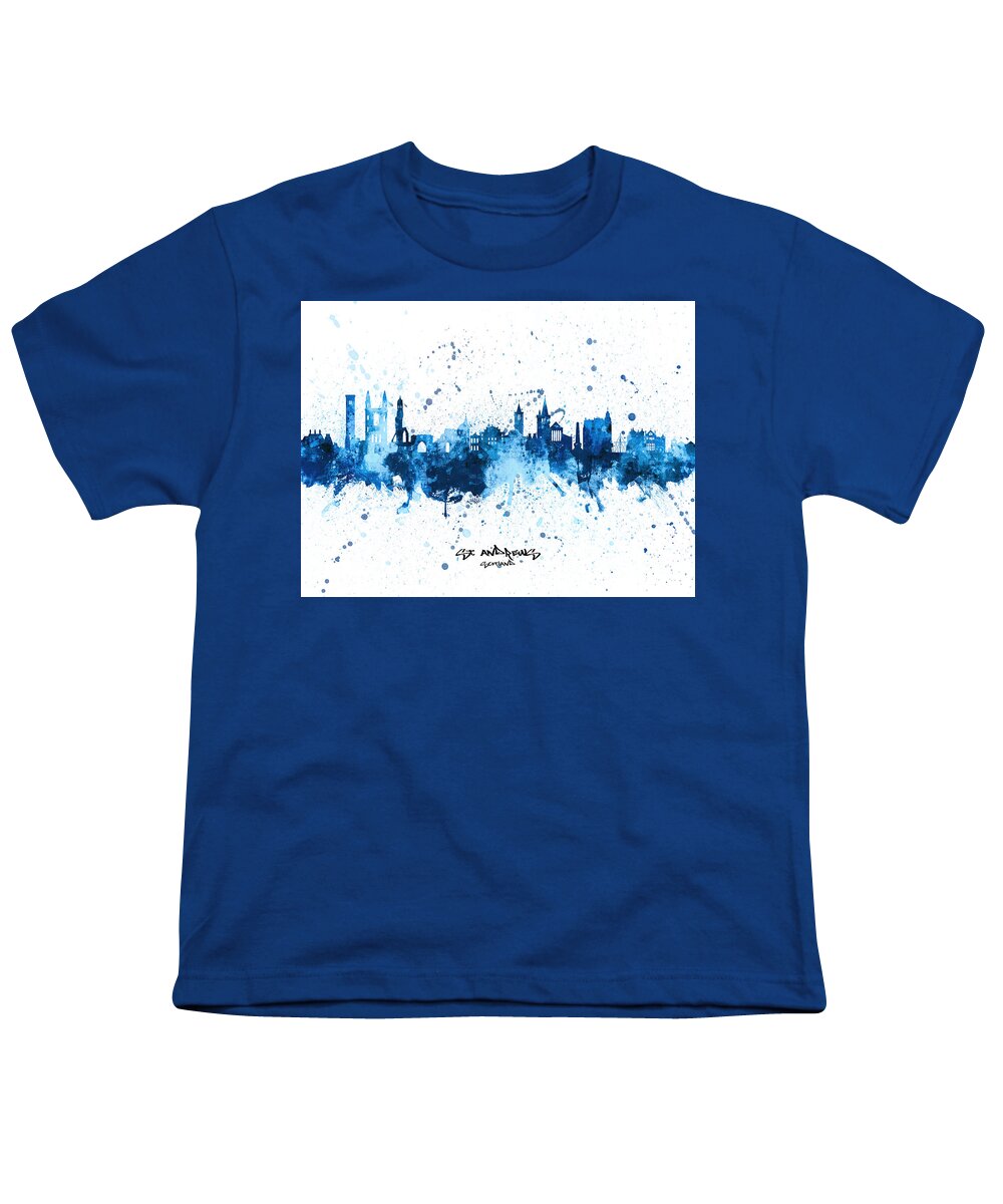 St Andrews Youth T-Shirt featuring the digital art St Andrews Scotland Skyline #37 by Michael Tompsett