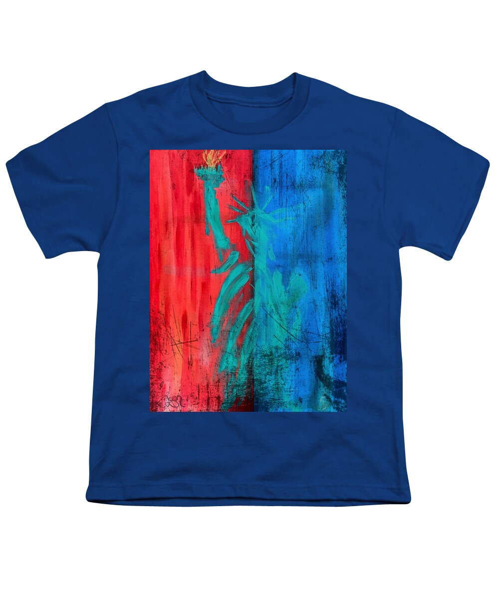 Statue Of Liberty Youth T-Shirt featuring the painting Lady Liberty I by Jason Nicholas