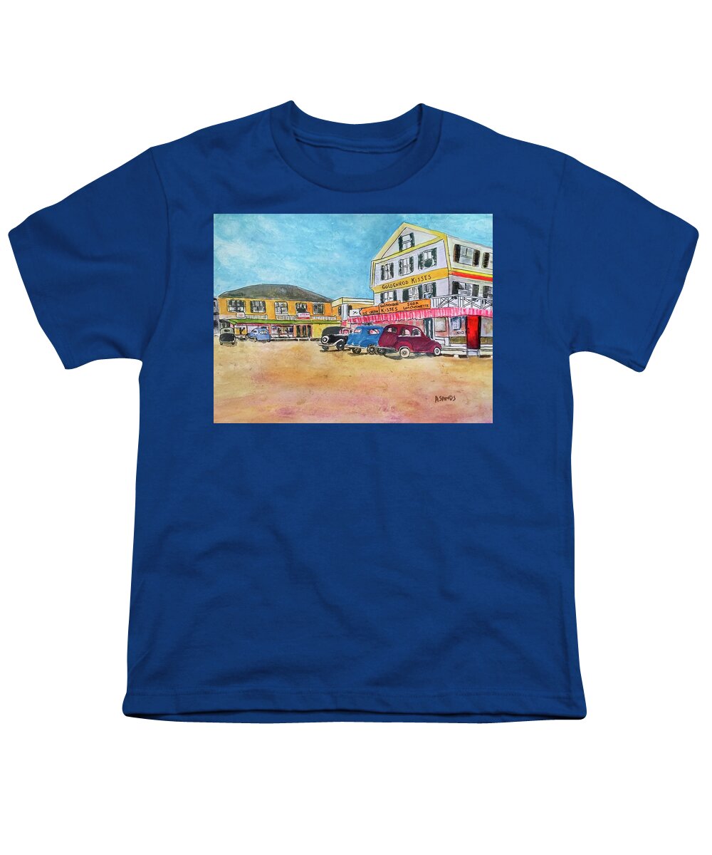 Goldenrod Candy Youth T-Shirt featuring the painting York Beach in Maine by Anne Sands