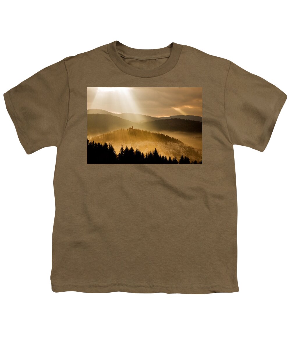 Barje Youth T-Shirt featuring the photograph Afternoon rays over church #1 by Ian Middleton