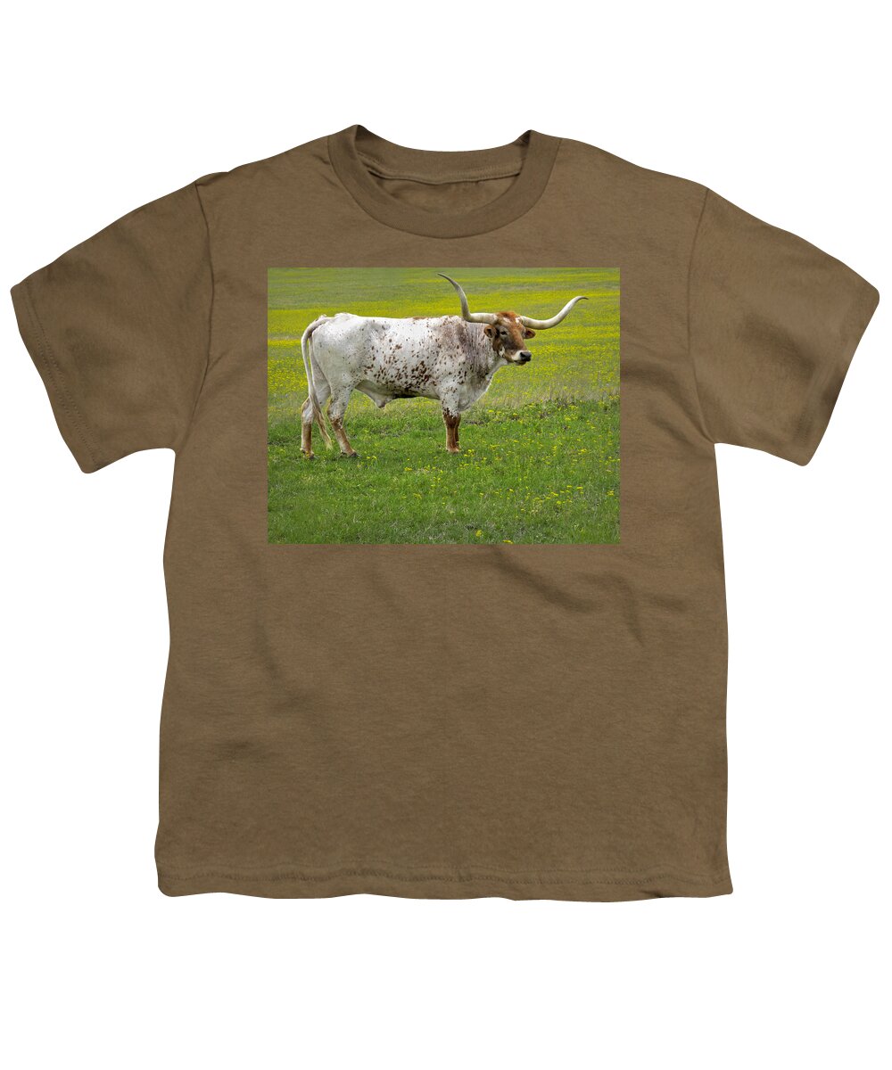 Animals Youth T-Shirt featuring the photograph Posing Texas Longhorn by David and Carol Kelly