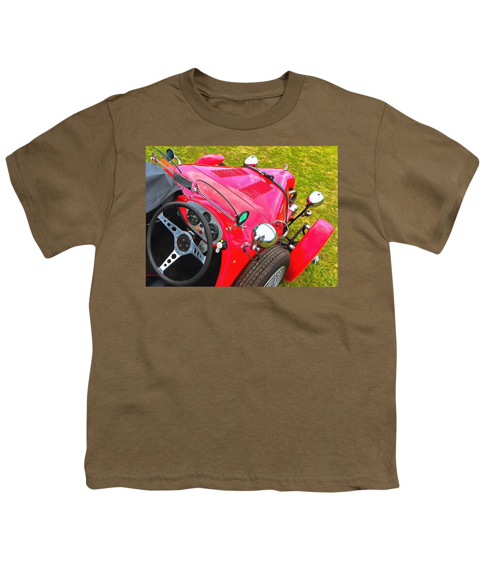  Youth T-Shirt featuring the photograph Red Three Wheel Kit Car #1 by Mick Flynn