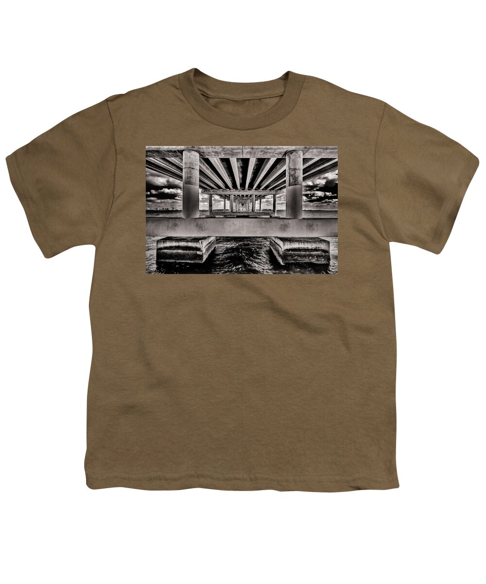 Architecture Youth T-Shirt featuring the photograph Rickenbacker Causeway Bridge #1 by Raul Rodriguez