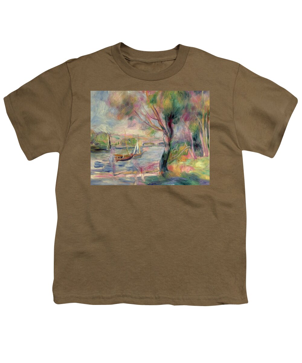 The Seine At Argenteuil Youth T-Shirt featuring the painting The Seine at Argenteuil by Pierre Auguste Renoir