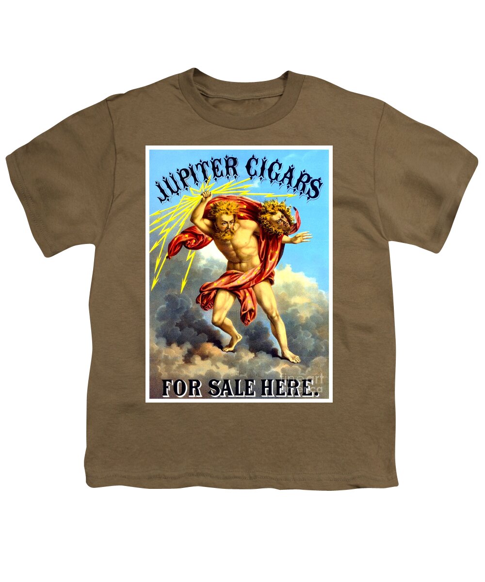 Plug Youth T-Shirt featuring the digital art 1886 - Jupiter Cigars Advertisement - Color by John Madison