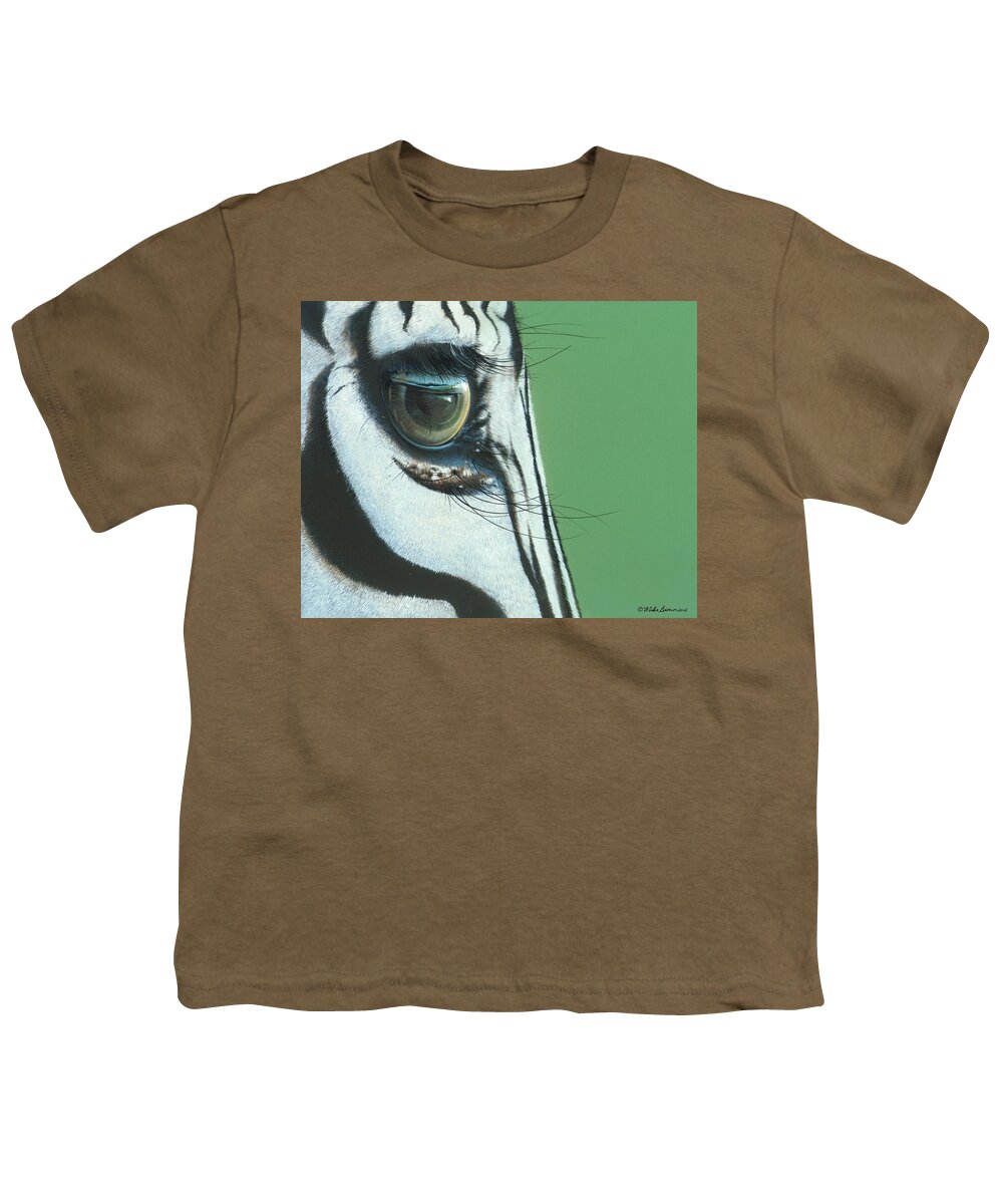 Zebra Paintings Youth T-Shirt featuring the painting Mirror to the Soul by Mike Brown