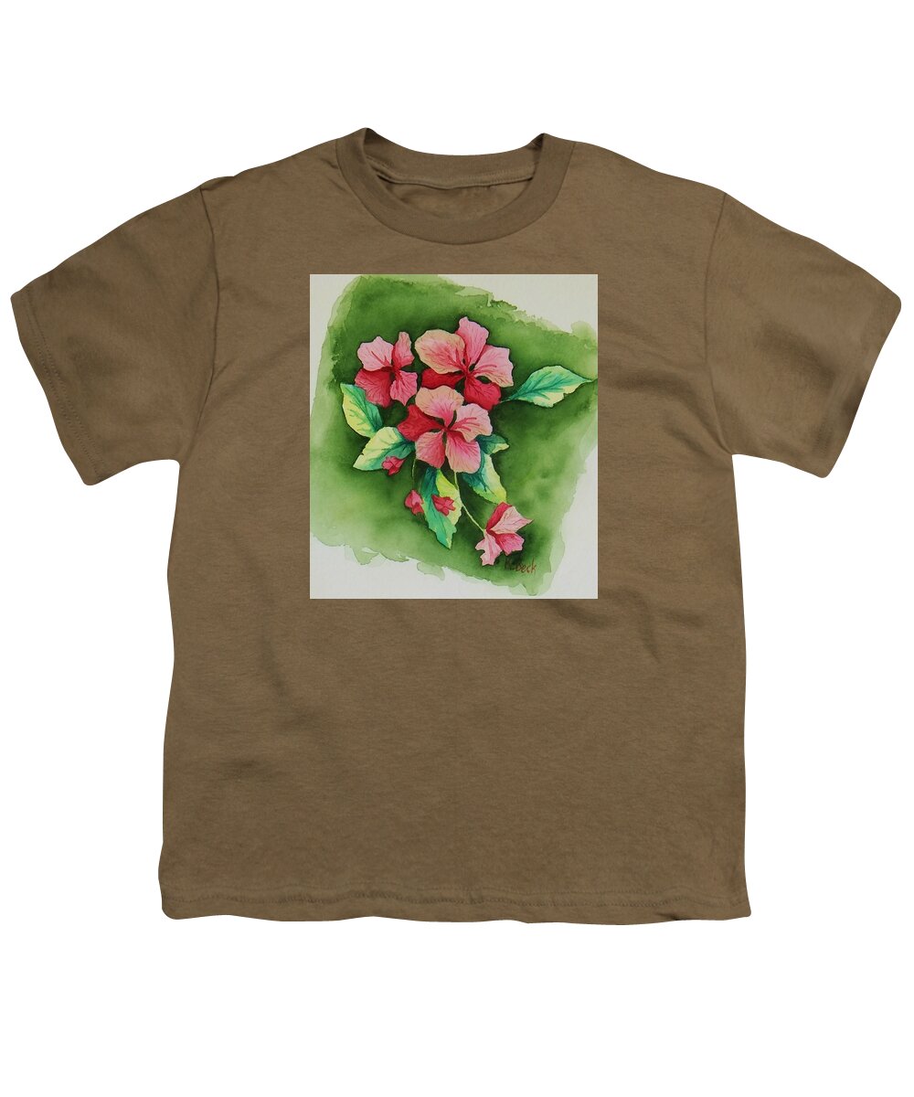 Print Youth T-Shirt featuring the painting Geraniums by Katherine Young-Beck