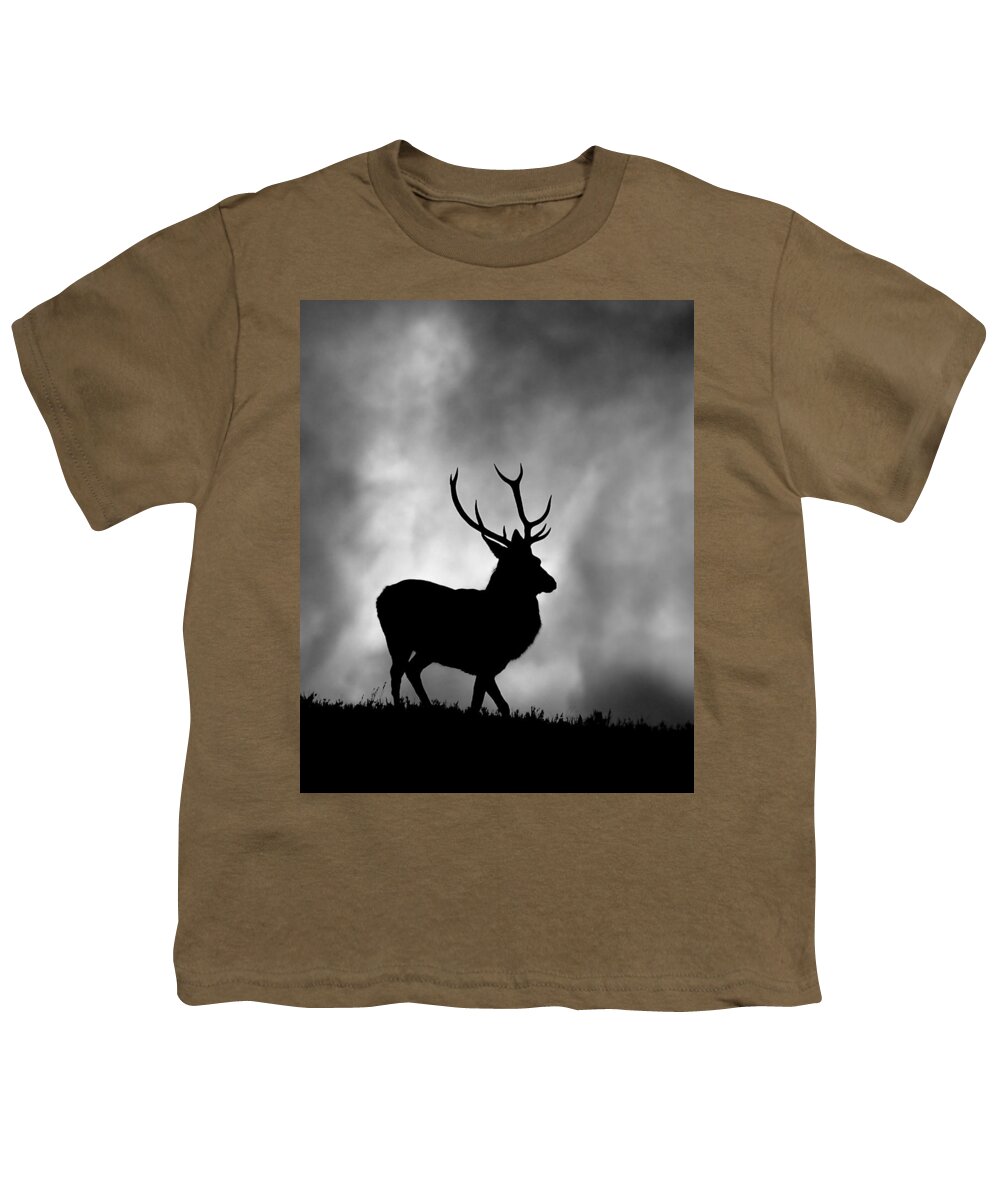 Stag Silhouette Youth T-Shirt featuring the photograph Stag silhouette #6 by Gavin Macrae