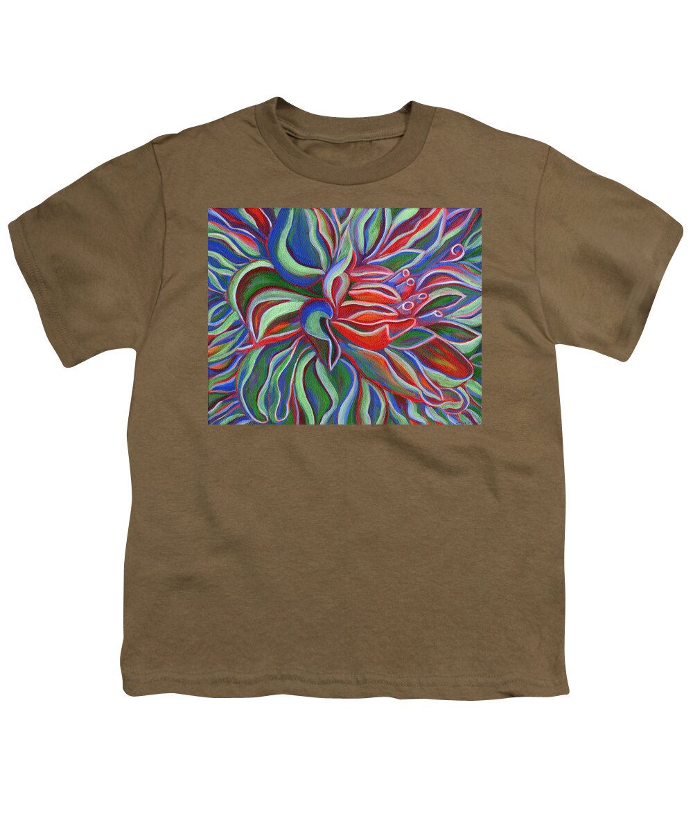 Abstract Youth T-Shirt featuring the painting Abstract Flower by Janice Dunbar