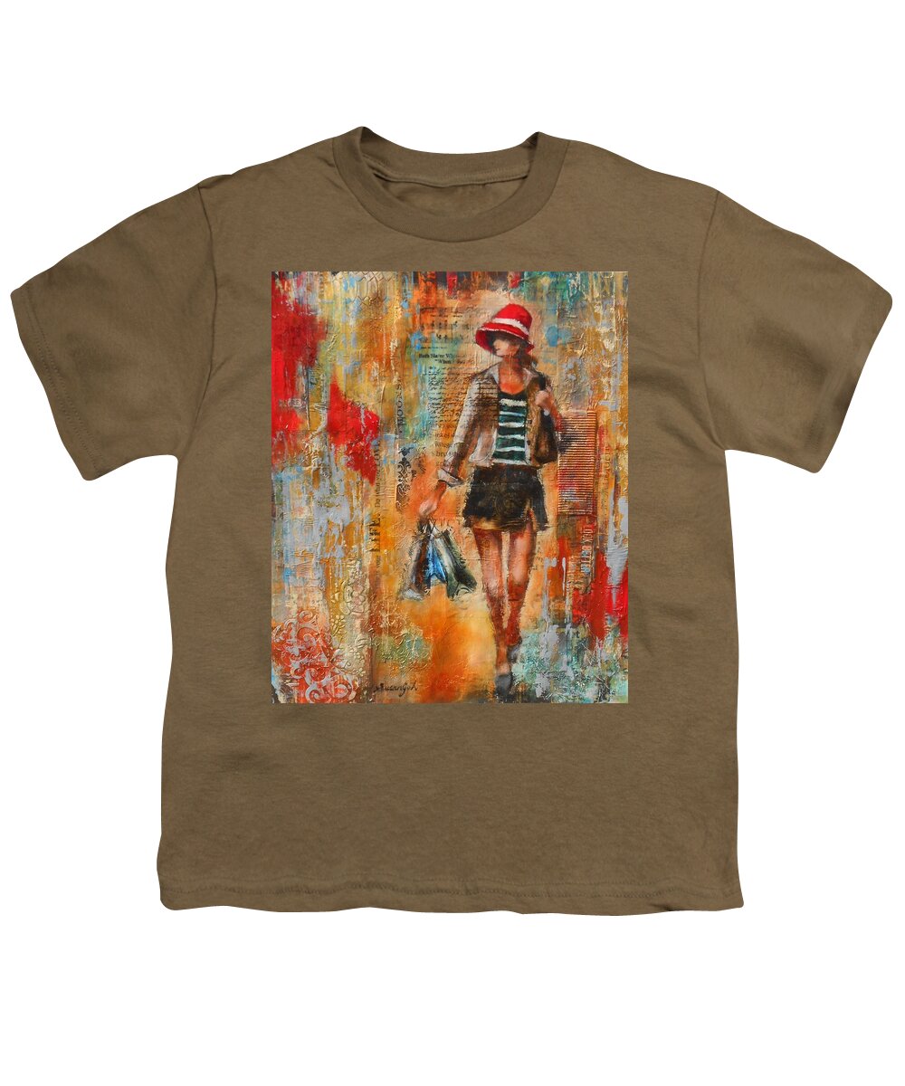 Lady Youth T-Shirt featuring the painting Abstract Lady 7 by Susan Goh