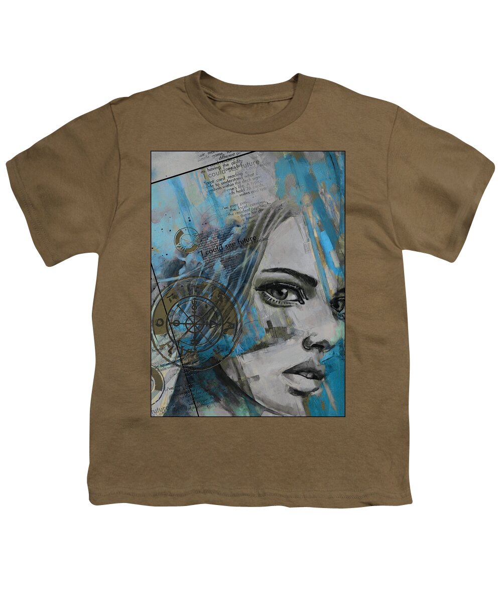 Numbers Youth T-Shirt featuring the painting Abstract Tarot Art 022c by Corporate Art Task Force