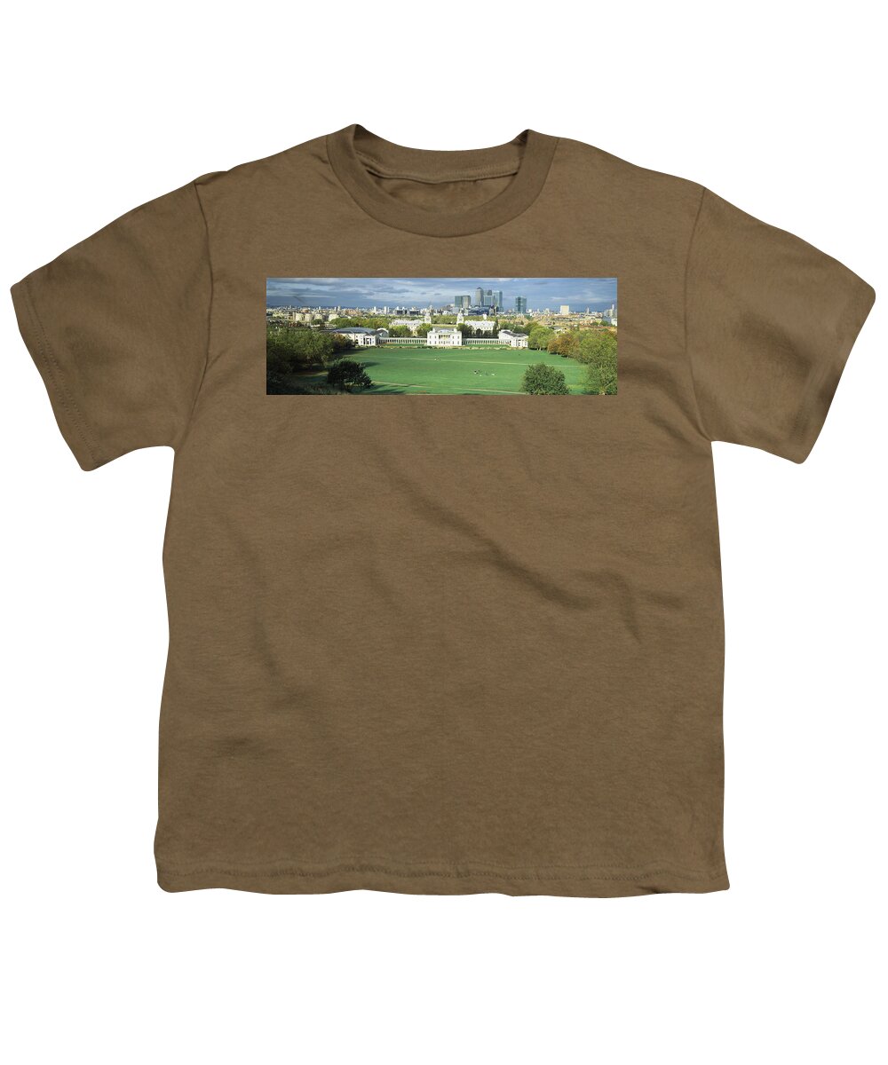 Photography Youth T-Shirt featuring the photograph Aerial View Of A City, Canary Wharf by Panoramic Images