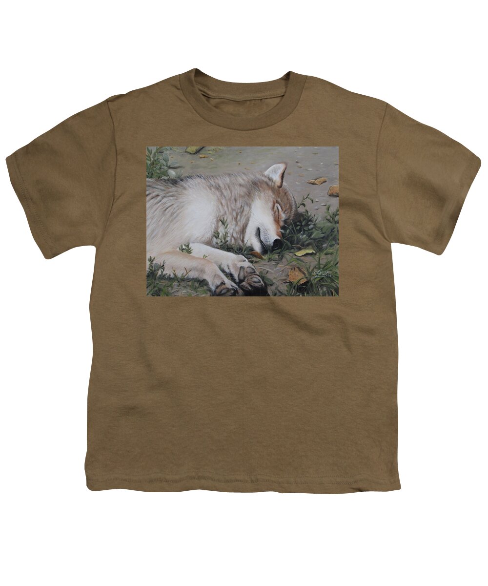Wolf Youth T-Shirt featuring the painting Afternoon Nap by Tammy Taylor