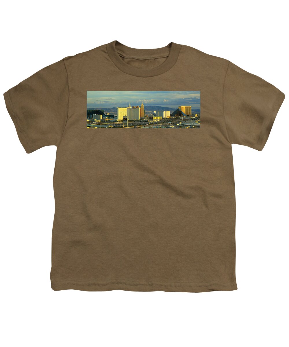 Photography Youth T-Shirt featuring the photograph Afternoon The Strip Las Vegas Nv Usa by Panoramic Images