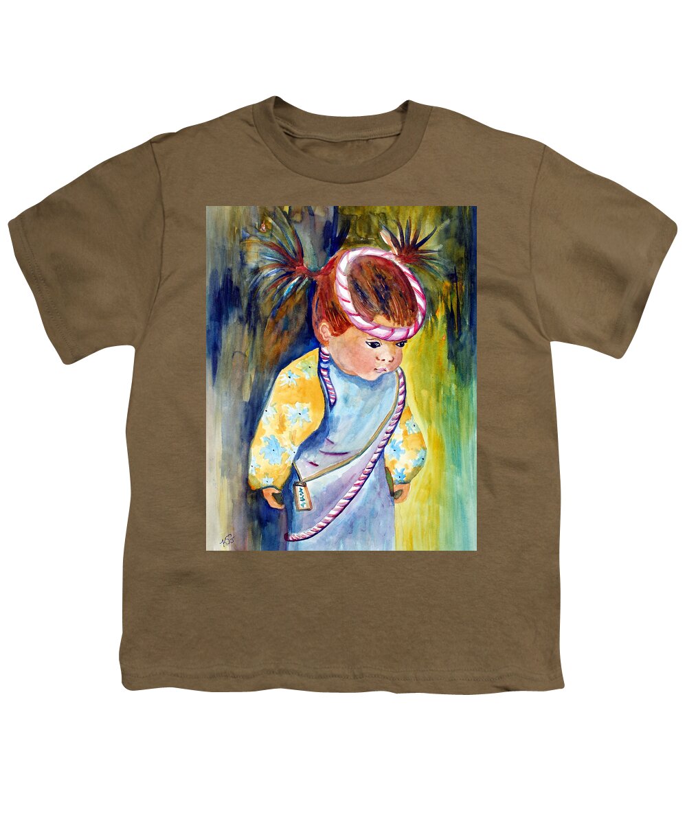 Ksg Youth T-Shirt featuring the painting Ali Learns to Bow by Kim Shuckhart Gunns