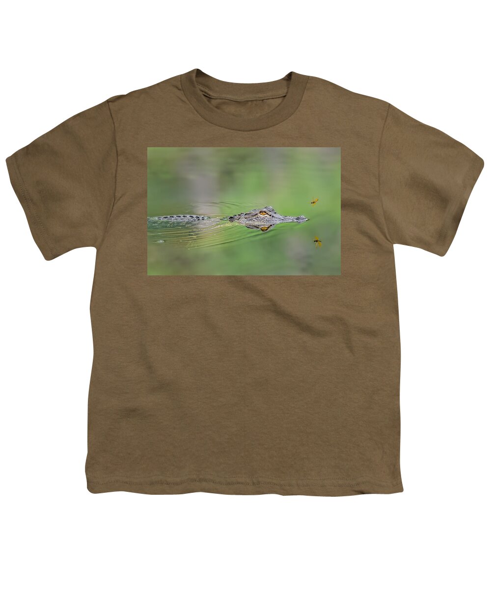 Aggression Youth T-Shirt featuring the photograph Alligator #7 by Peter Lakomy