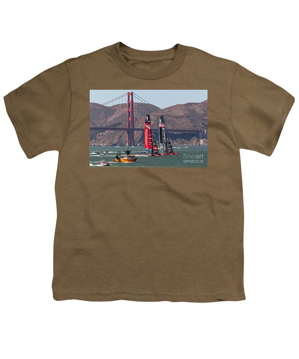 Catamarans Youth T-Shirt featuring the photograph Americas Cup at the Gate by Kate Brown