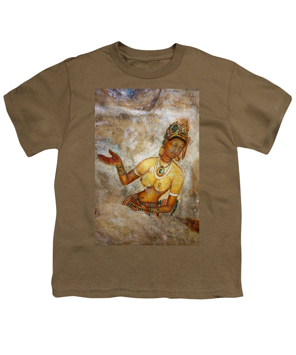 Sri Lanka Youth T-Shirt featuring the photograph Apsara. Sigiriya Cave Painting by Jenny Rainbow
