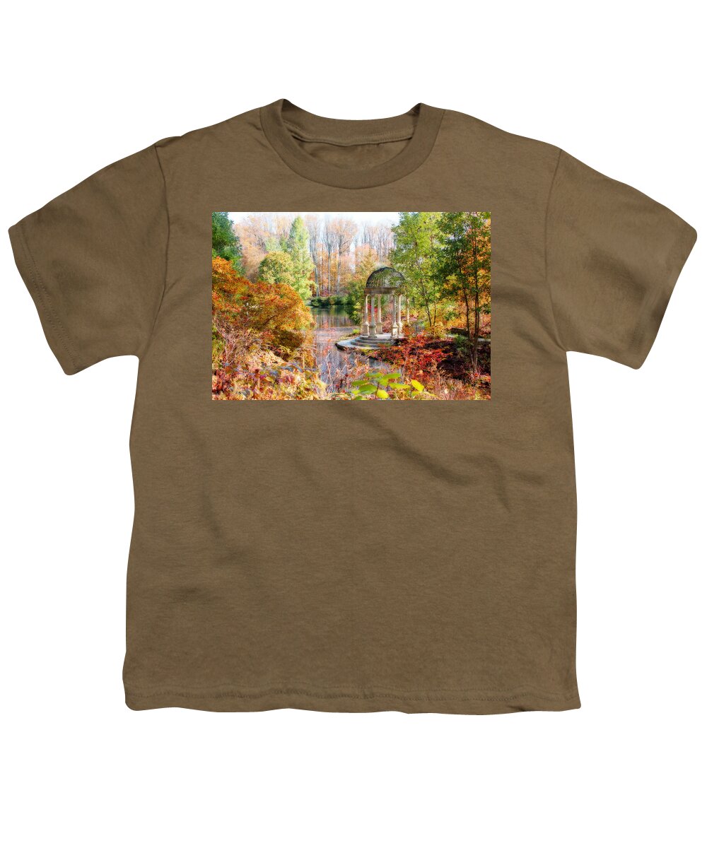 Landscape Youth T-Shirt featuring the digital art Autumn in Longwood Gardens by Trina Ansel