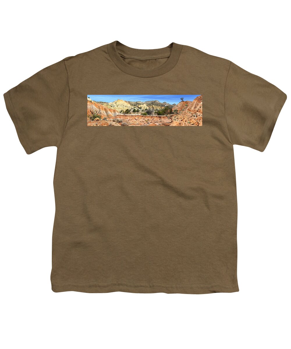 Desert Youth T-Shirt featuring the photograph Backroads Utah Panoramic by Mike McGlothlen