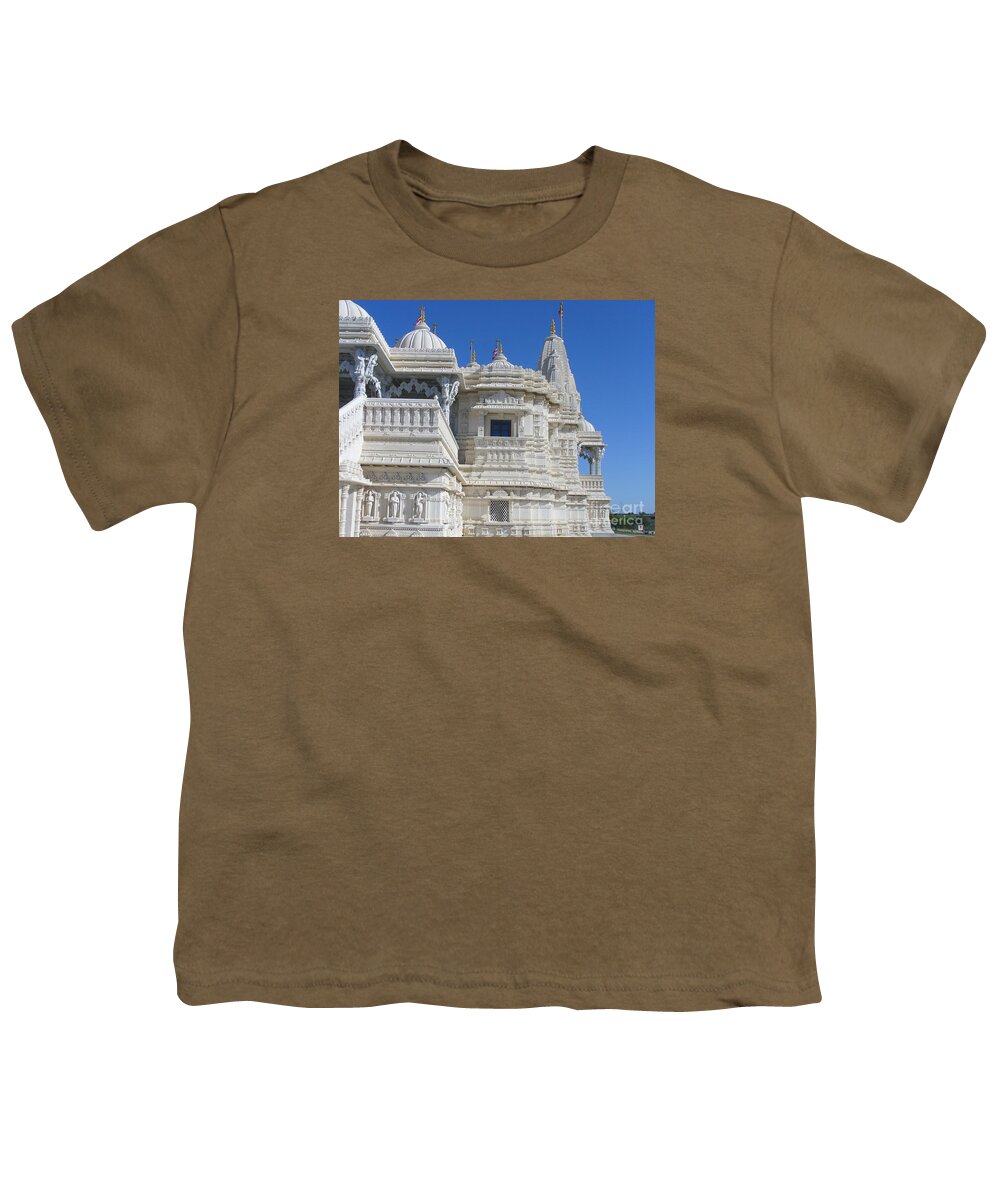 Hand Carved Marble Mandir Youth T-Shirt featuring the photograph BAPS Marble Mandir in Toronto by Lingfai Leung