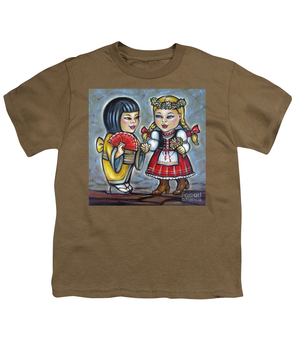 Young Girls Youth T-Shirt featuring the painting Best Friends 171011 by Selena Boron