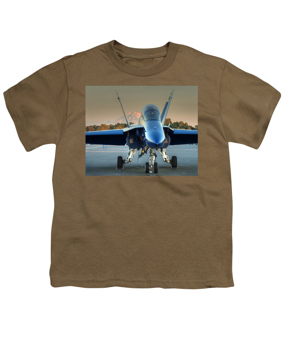Blue Angels Youth T-Shirt featuring the photograph Blue Angel at Sunset by Jeff Cook
