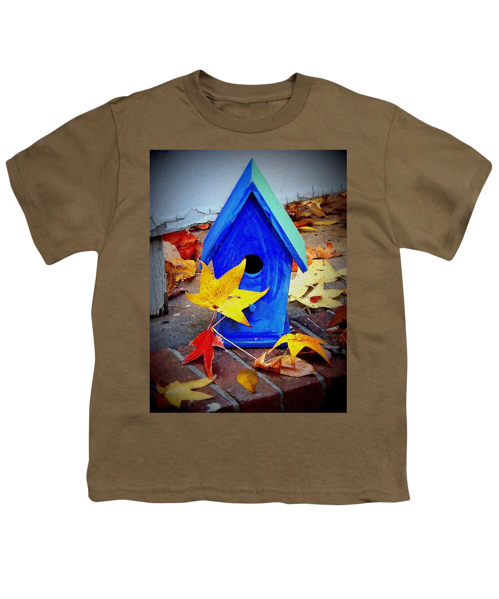Bird House Youth T-Shirt featuring the photograph Blue Bird House by Rodney Lee Williams