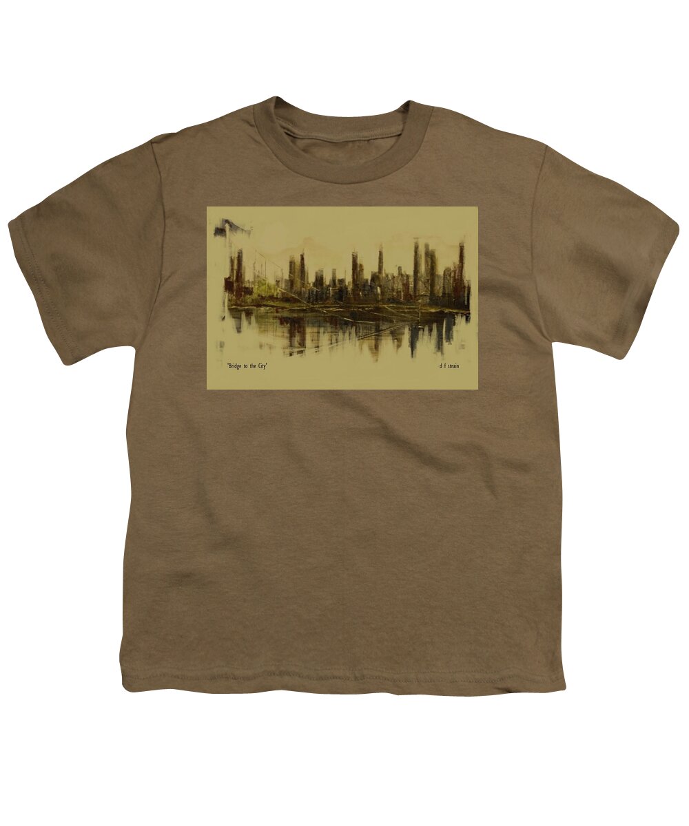 Fineartamerica.com Youth T-Shirt featuring the painting Bridge to the City  Contemporary Version by Diane Strain