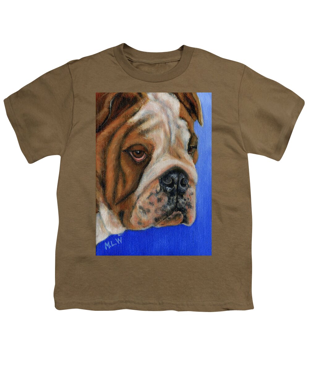 Bulldog Youth T-Shirt featuring the painting Beautiful Bulldog Oil Painting by Michelle Wrighton