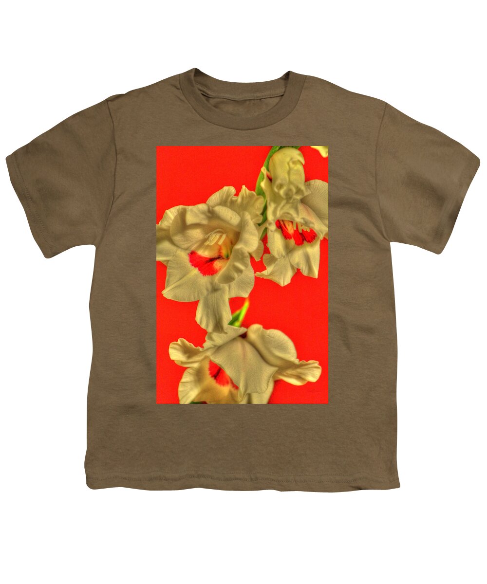 Flower Youth T-Shirt featuring the photograph Cascading Gladiolas by Deborah Crew-Johnson