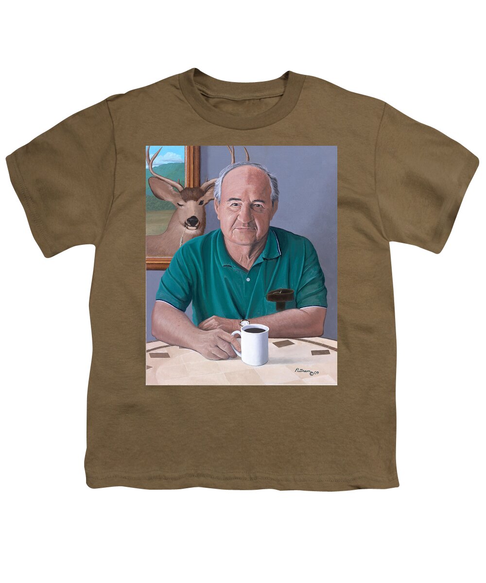 Robert G. Clement Youth T-Shirt featuring the painting Coffee with Bob Friend of Nature by Michael Putnam