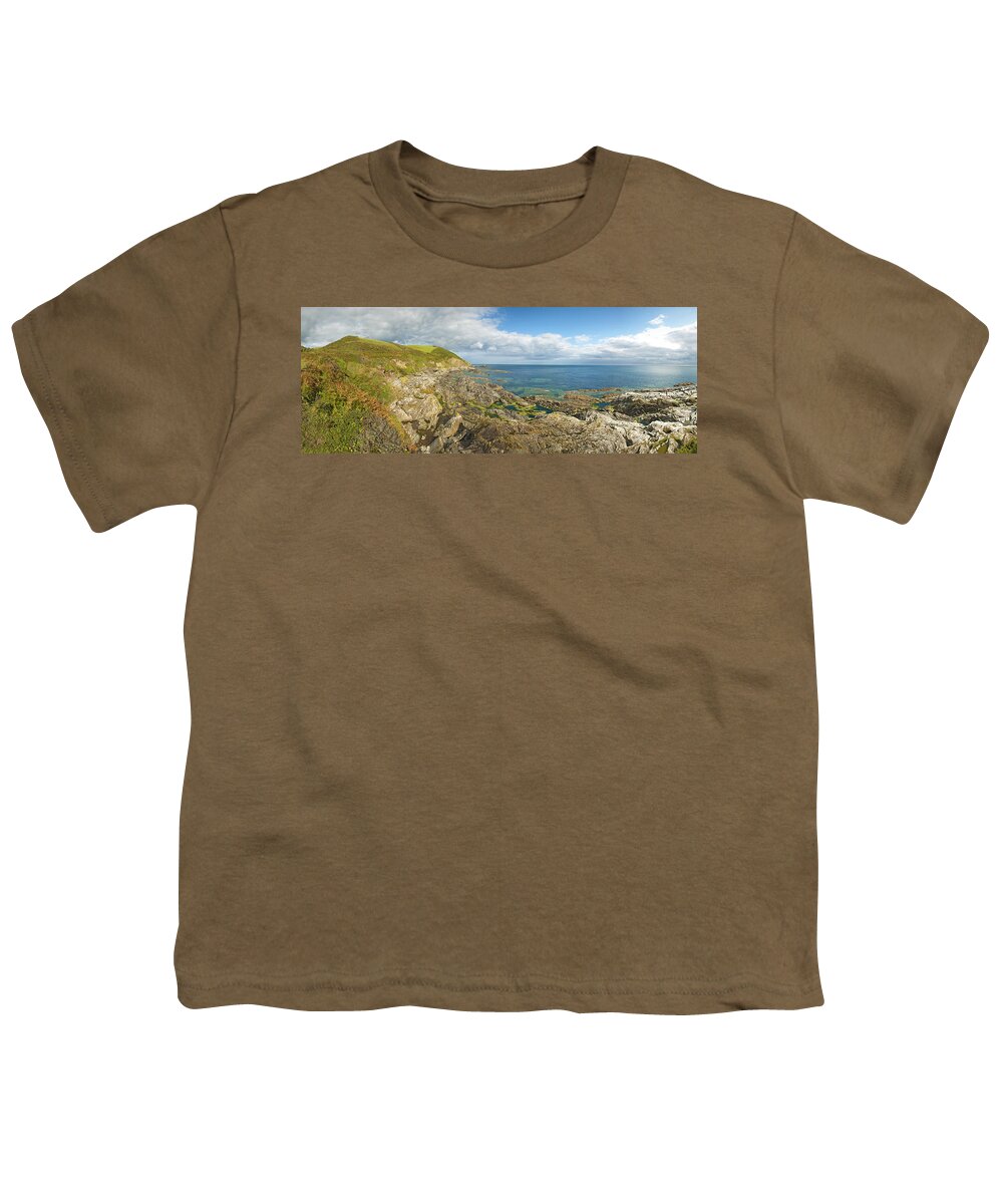 Coastline Youth T-Shirt featuring the photograph Cornwall Panorama by Chevy Fleet