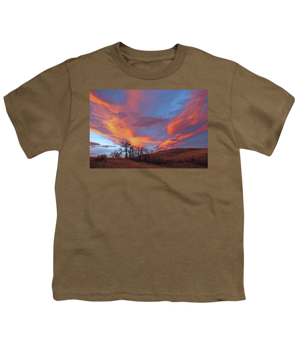 Cottonwood Tree Print Youth T-Shirt featuring the photograph Cottonwood Sunset by Jim Garrison