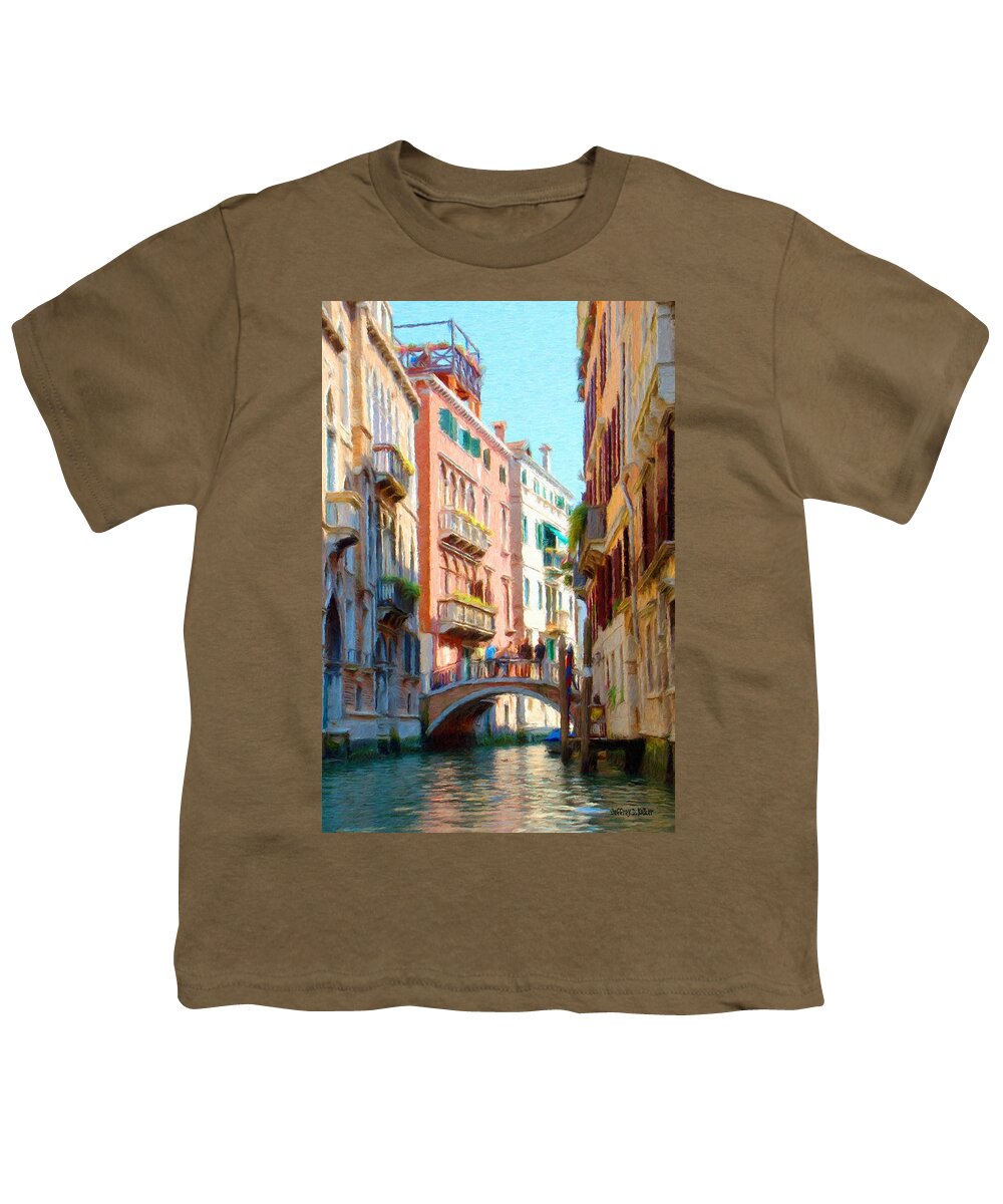 Adriatic Youth T-Shirt featuring the painting Crossing the Canal by Jeffrey Kolker