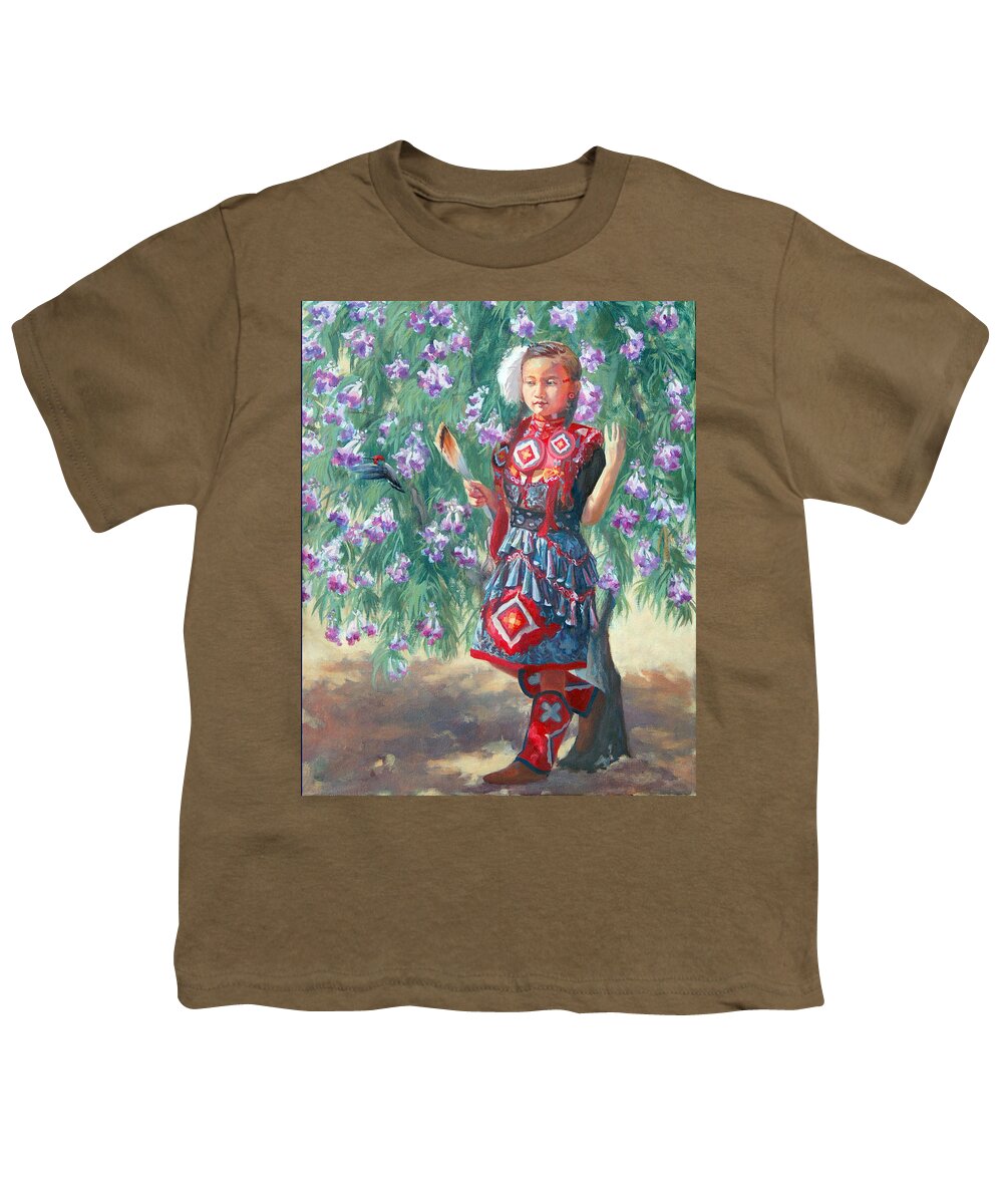 Native American Youth T-Shirt featuring the painting Desert Willow by Christine Lytwynczuk