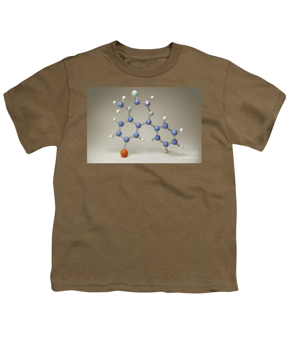 3d Visualisation Youth T-Shirt featuring the photograph Diazepam Molecule by Science Picture Co