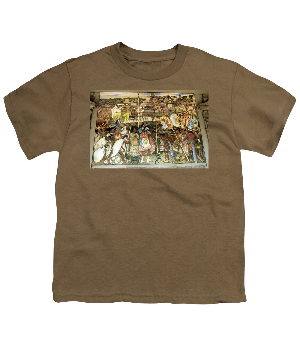 Mexico Youth T-Shirt featuring the painting Diego Rivera Mural by Dick Davis