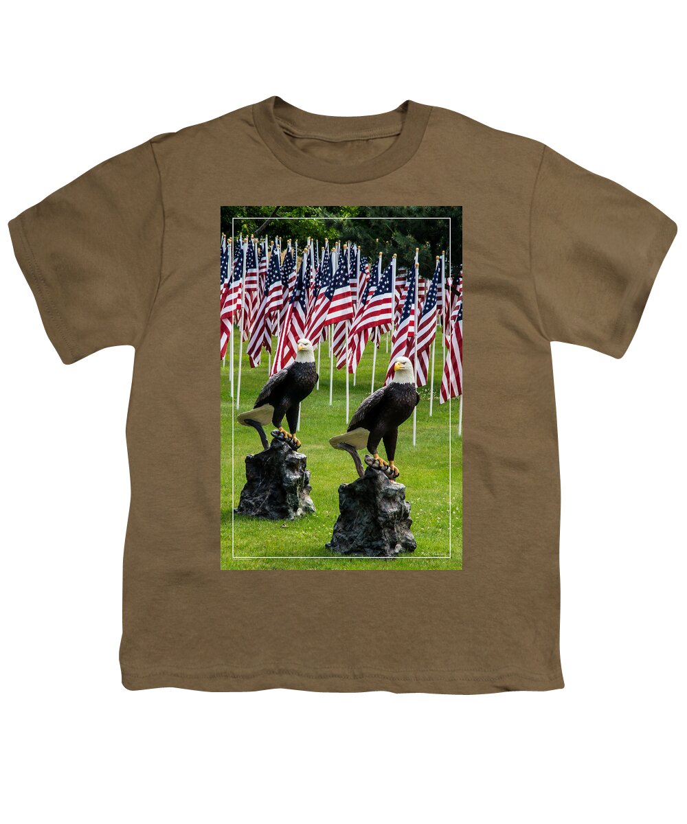 Eagles Youth T-Shirt featuring the photograph Eagles and Flags on Memorial Day by Mick Anderson