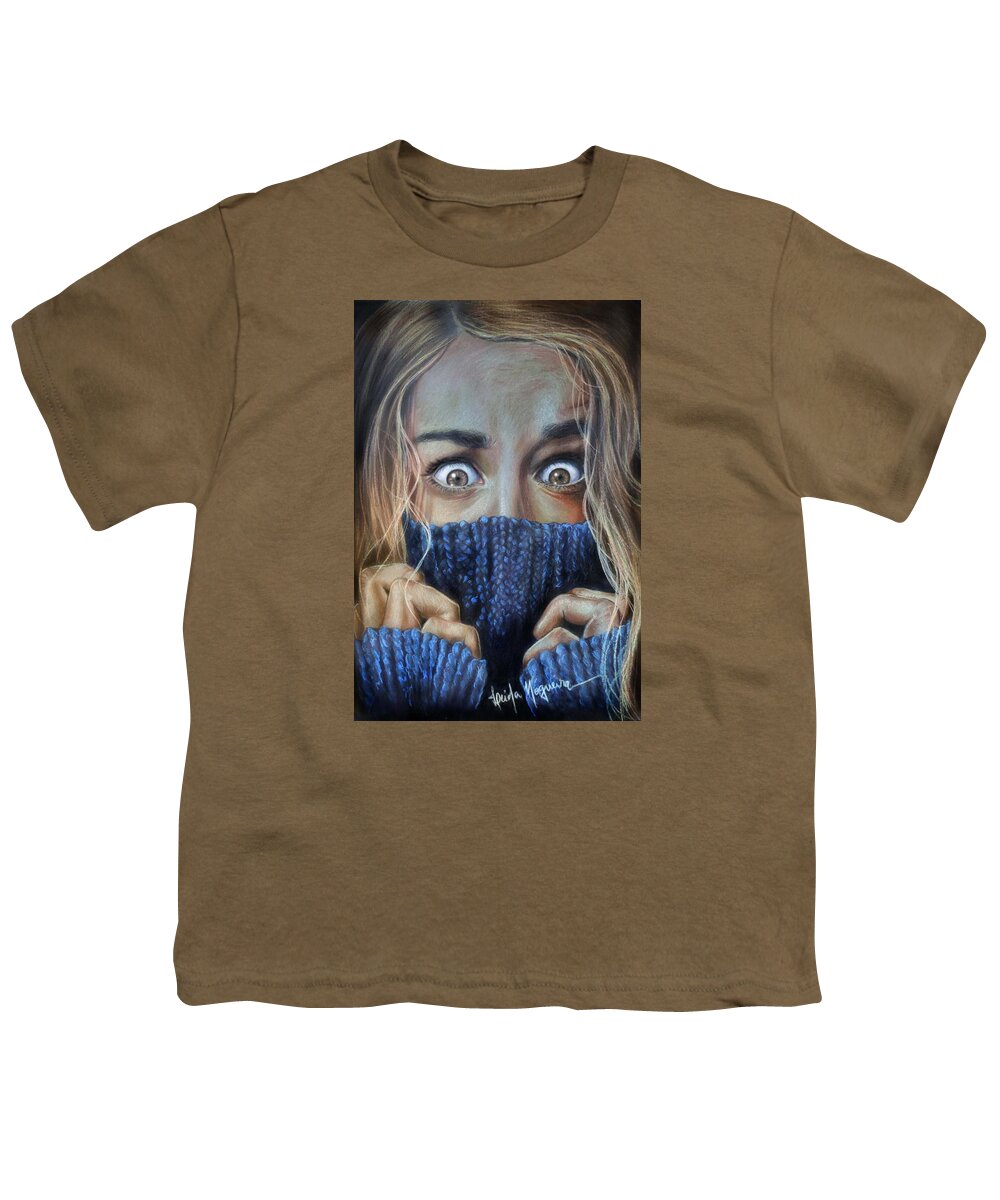 Fear Youth T-Shirt featuring the drawing Eyes by Leida Nogueira
