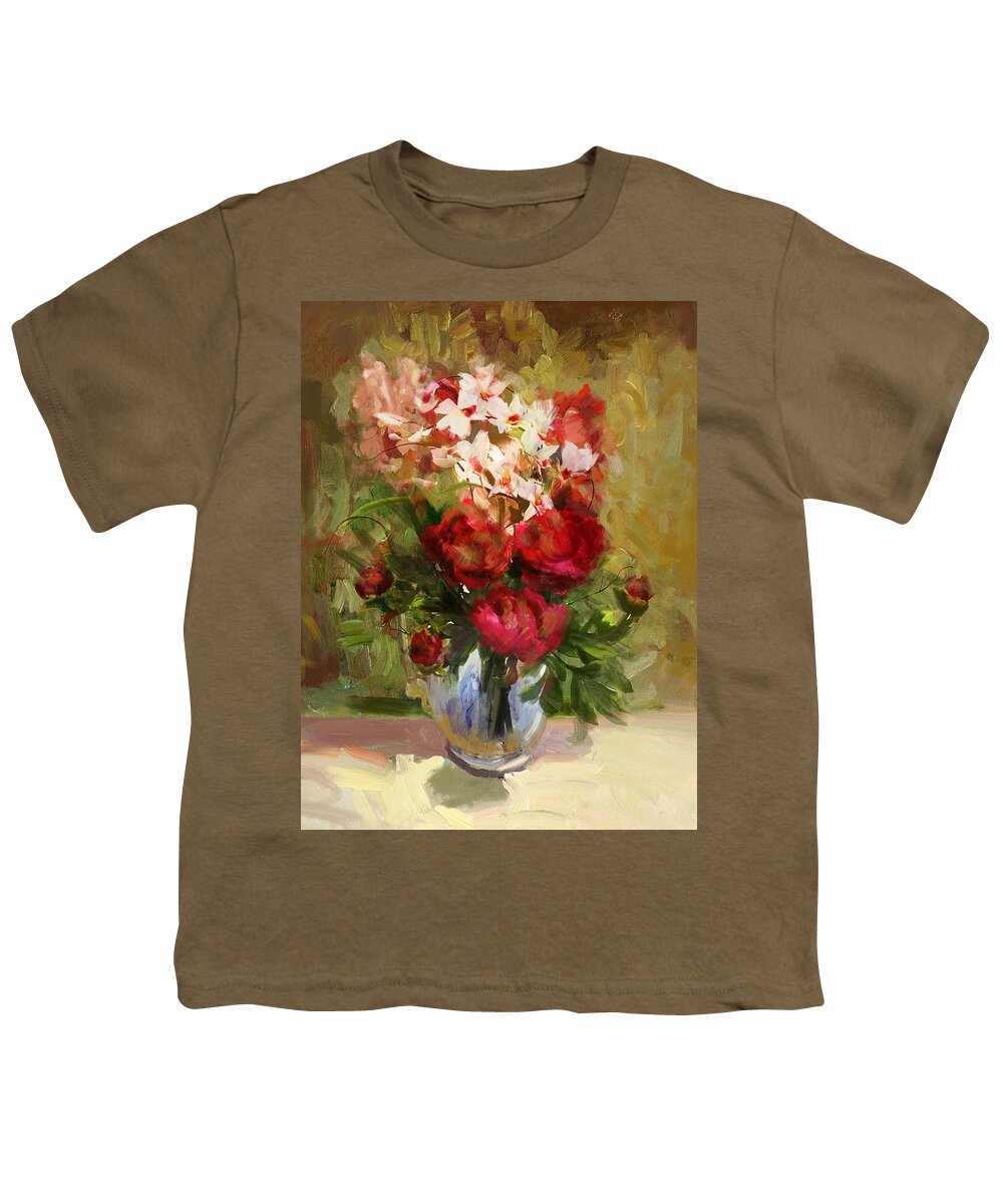 Flower Youth T-Shirt featuring the painting Floral 9 by Mahnoor Shah